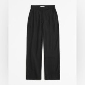 Abercrombie & Fitch Black linen-blend tailored straight pant